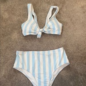 Hollister blue and white striped bikini